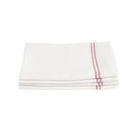 Torchon de cuisine x4 coton blanc liseré rouge ou bleu 46x60cm - 2 modèles