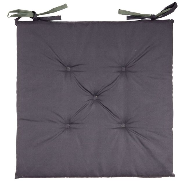 Galette de chaise de jardin r&eacute;versible uni gris biface vert