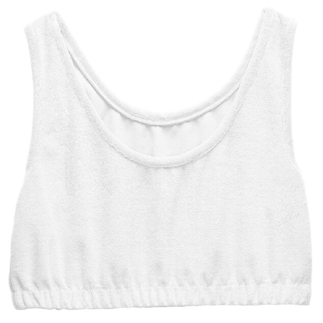 D&eacute;bardeur crop top Femme tissu &eacute;ponge blanc