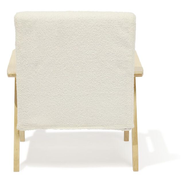 Fauteuil Jos&eacute;phine curly effet laine boucl&eacute;e blanc - L64xP70xH76 cm