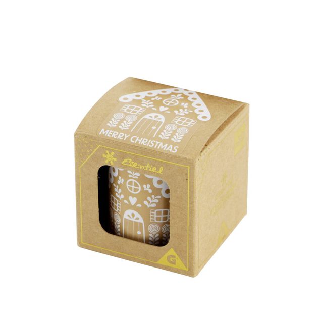 &Eacute;tiquette autocollante No&euml;l x50 marron et blanche th&egrave;me nature 5x5cm