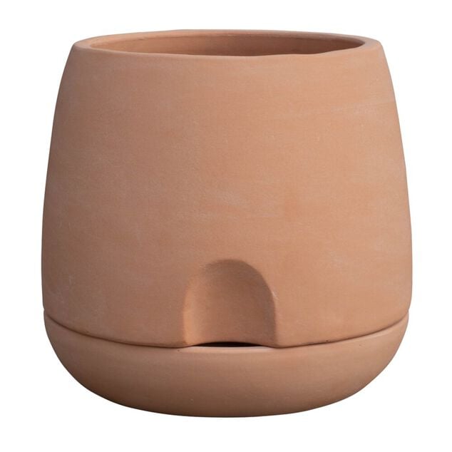 Pot rond en terre cuite avec r&eacute;serve d'eau &Oslash;27xH26cm