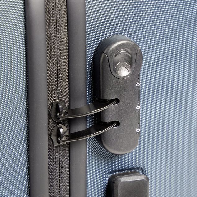 Valise trolley 77L rigide large 4 roues plastique bleu 47,5x28,5xH72cm