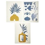 Affiche papier orange bleu et beige 30x40cm