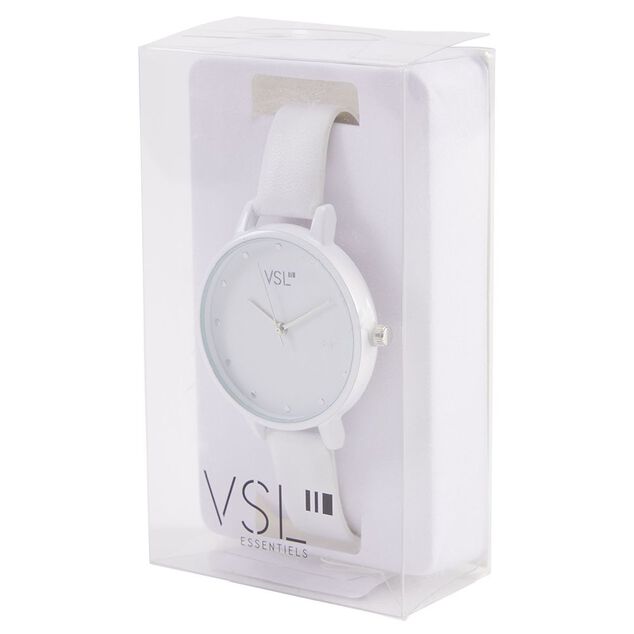 Montre &agrave; cadran rond bracelet blanc