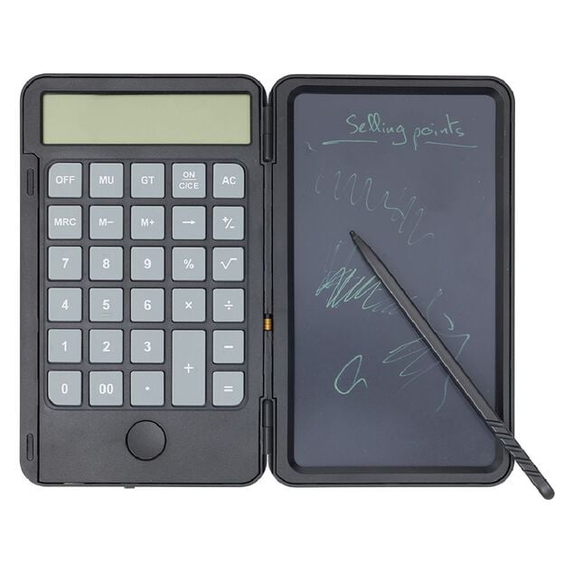 Calculatrice avec tablette d'&eacute;criture 15x9cm