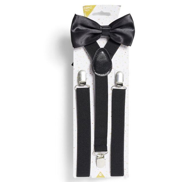 Bretelles fantaisie unies avec noeud papillon (2 mod&egrave;les)