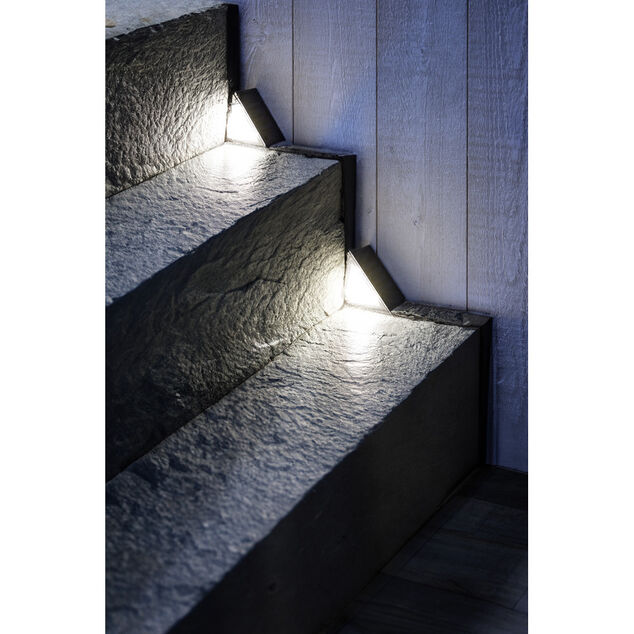 Lampe solaire noire x2 pour escalier 9LED 8,5x5,5xH5,5cm