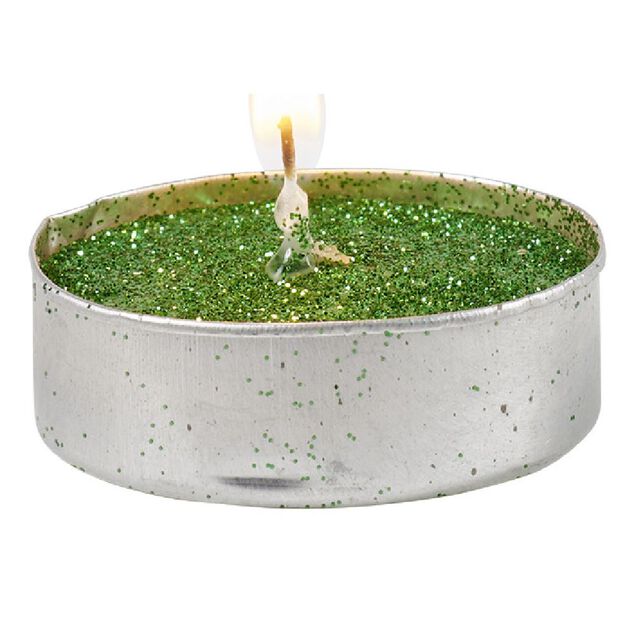 Bougie chauffe plat vert paillet&eacute; x6