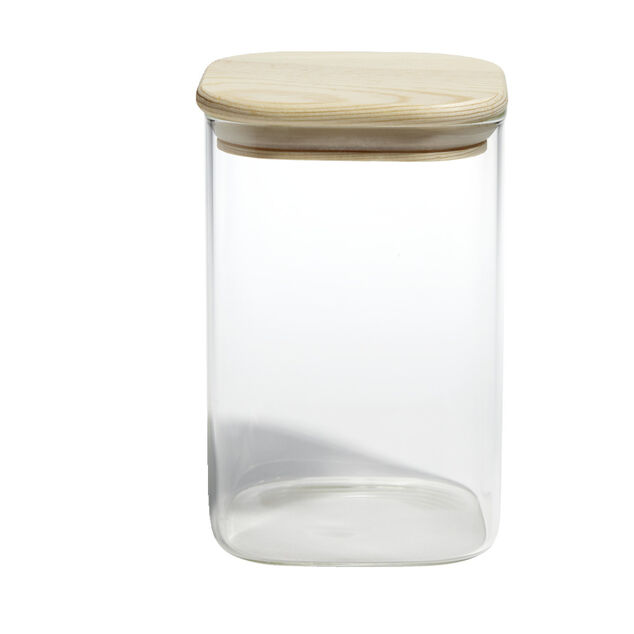 Bocal de conservation 1,1 L en verre avec couvercle en bois