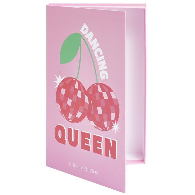 Bo&icirc;te de rangement forme livre Queen motif cerise 27x17x4cm