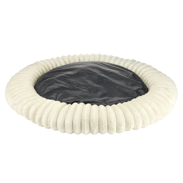 Couchage rond pour animal polyester c&ocirc;tel&eacute; &Oslash;70 cm (2 mod&egrave;les vert ou blanc)