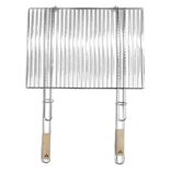 Grille double barbecue 73x53cm m&eacute;tal et bois