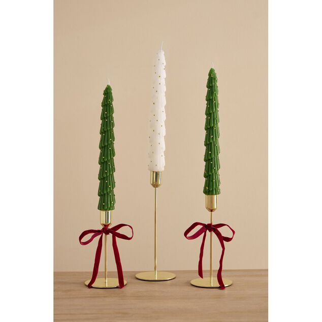 Bougie chandelle x2 forme sapin &Oslash;4xH25cm (2 mod&egrave;les)