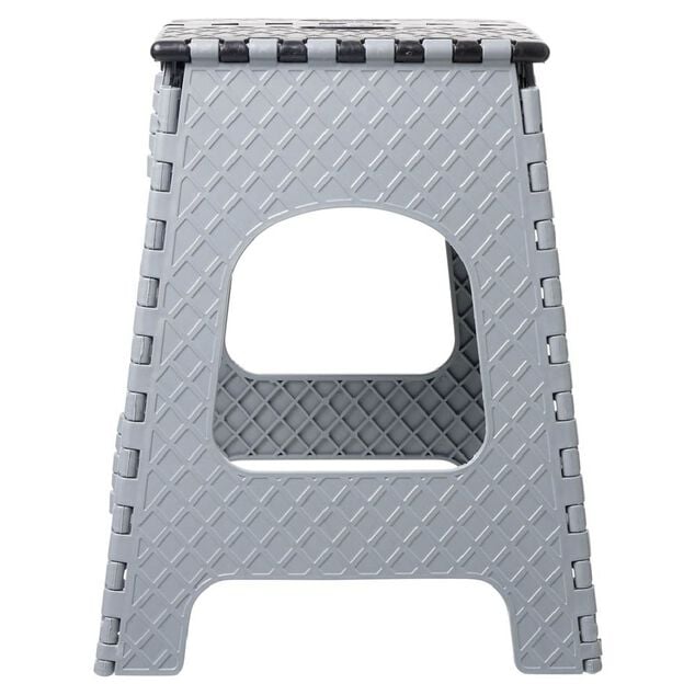Tabouret pliant plastique noir et gris H44cm