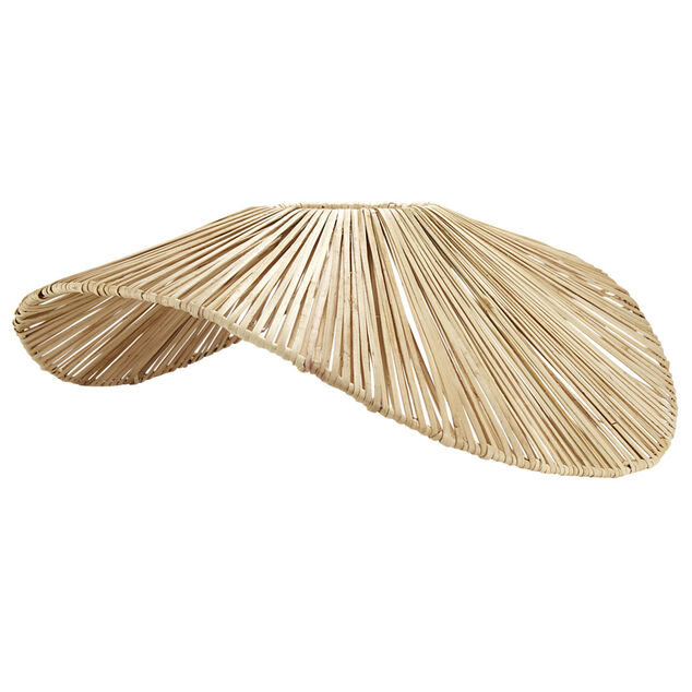 Suspension luminaire rotin naturel design ondul&eacute; 54x48xH17cm