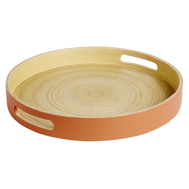 Plateau bambou contour color&eacute; 35x35xH5cm
