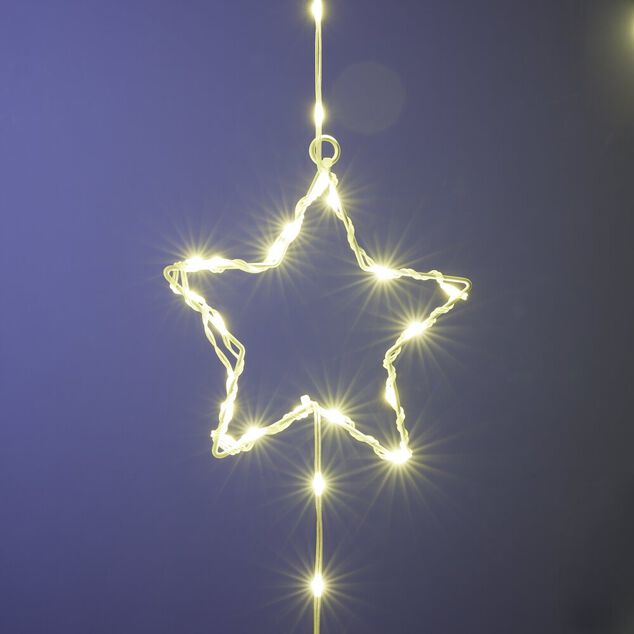 Rideau de No&euml;l lumineux 240LED pluie d'&eacute;toiles blanc chaud L620cm