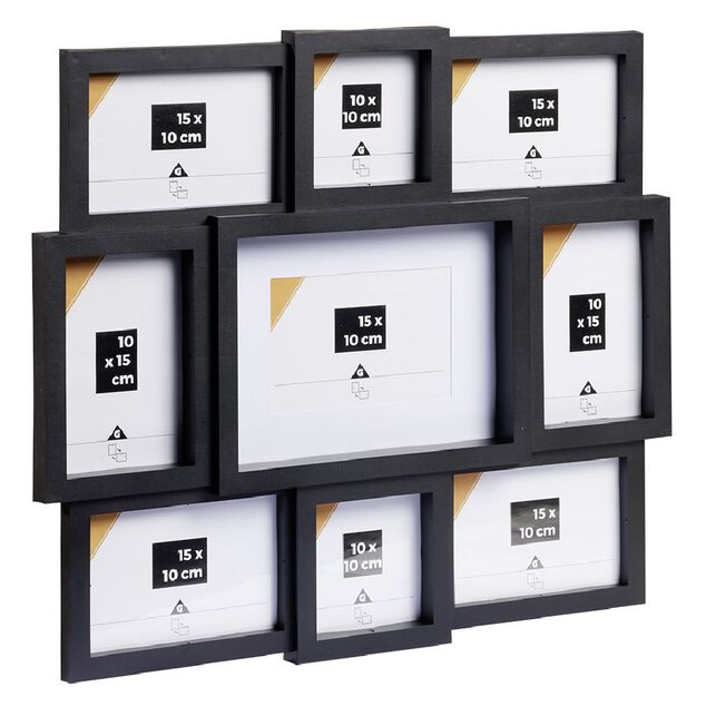 P&ecirc;le-m&ecirc;le plastique noir 42x48cm 7 vues 10x15cm et 2 vues 10x10cm