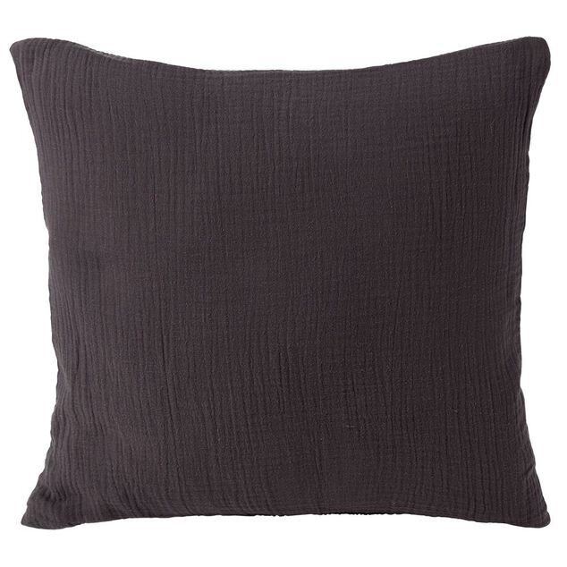 Housse de coussin 40x40cm gaze de coton gris