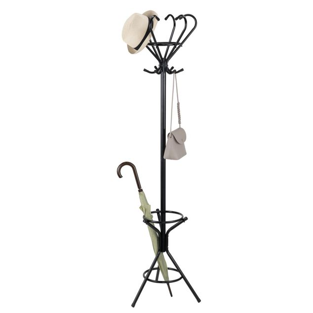 Porte manteau &agrave; poser m&eacute;tal noir r&eacute;tro &Oslash;27xH184cm