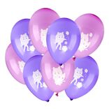 Ballon de baudruche latex x8 Gabby's Dollhouse rose et violet 15x21,5cm