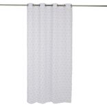 Voilage polyester &agrave; pompon 140x240cm blanc et orange