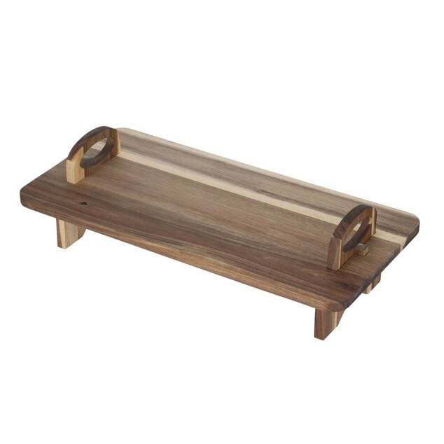 Plateau de présentation sur pied en bois avec poignées 55xH16x27cm