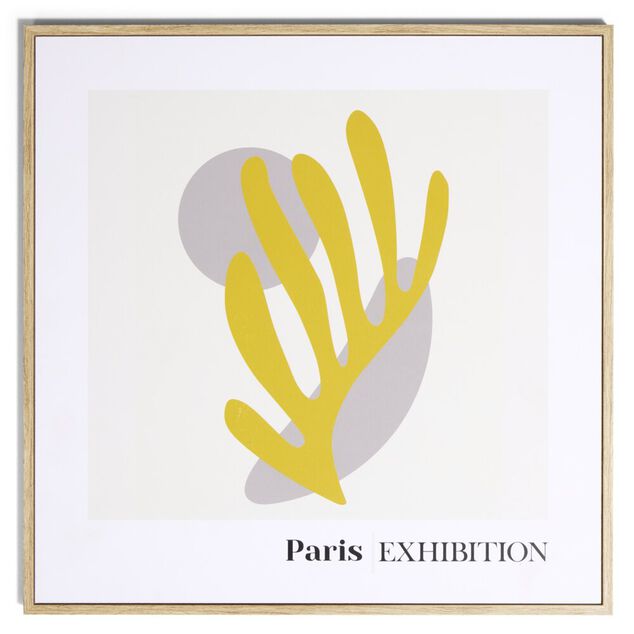 Cadre d&eacute;co en bois inspiration Matisse jaune 30x30cm