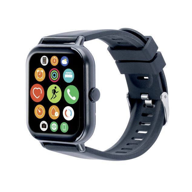 Montre connect&eacute;e bluetooth carr&eacute;e bracelet silicone L25cm (2 mod&egrave;les noir ou blanc)