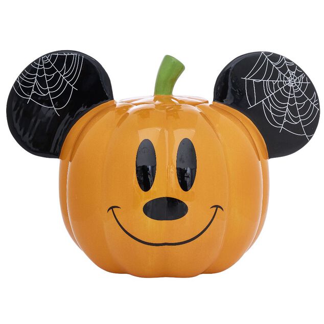 Bonbonni&egrave;re Disney Mickey citrouille orange et noir 2 faces &Oslash;14xH18cm