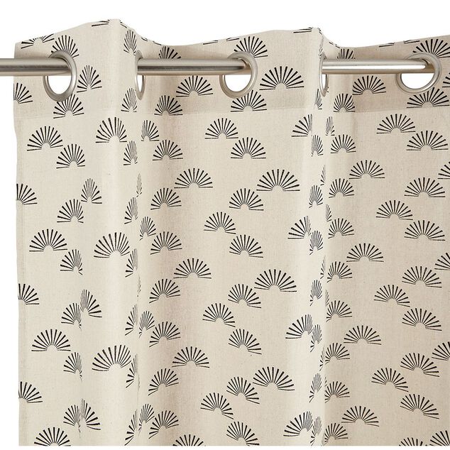 Rideau polycoton 140x240cm imprim&eacute; taupe noir
