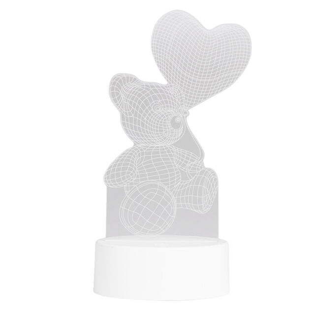 Lampe LED 3D filigrane ourson coeur 12x9,8xH21cm