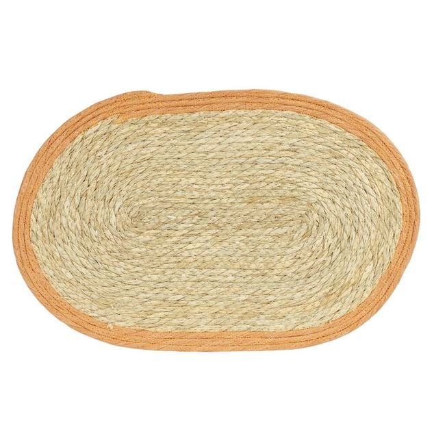 Set de table ovale jute naturel et bord orange 30x45cm