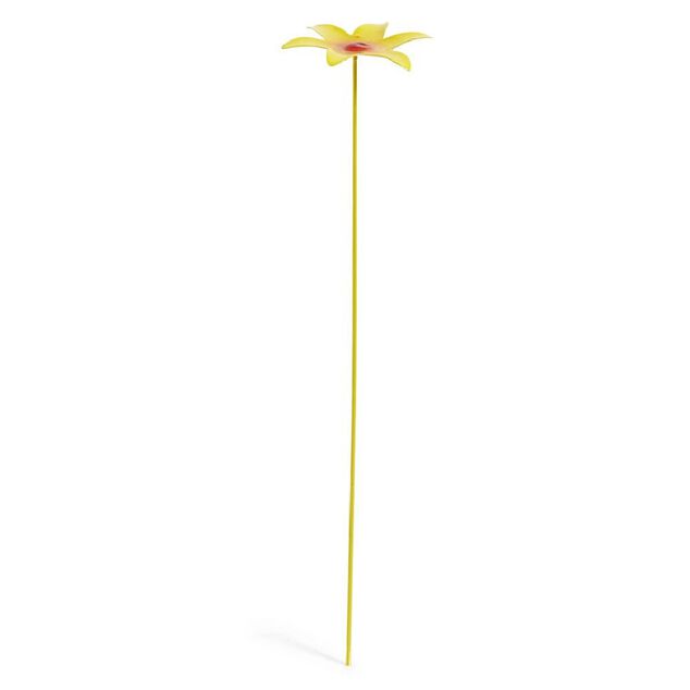 Fleur m&eacute;tal &agrave; planter pens&eacute;e jaune H26cm