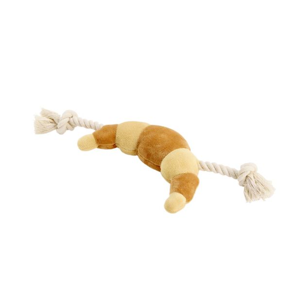 Jouet pour chien peluche croissant et corde marron et beige L44cm