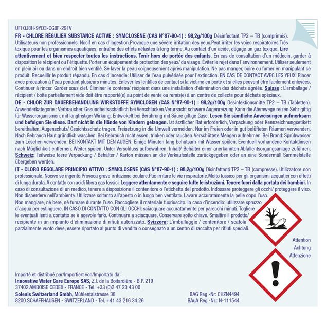 Chlore régulier galet 200g Marina 1,2kg