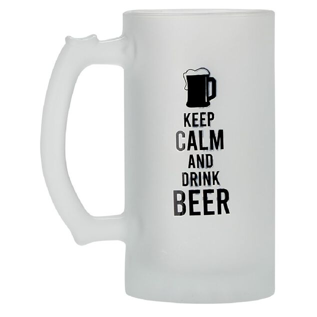 Chope de bi&egrave;re en verre imprim&eacute; humour