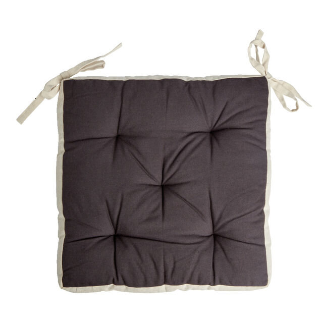 Galette de chaise matelass&eacute;e en coton gris 40x40cm