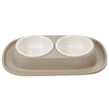 Gamelle double antidérapante blanc taupe
