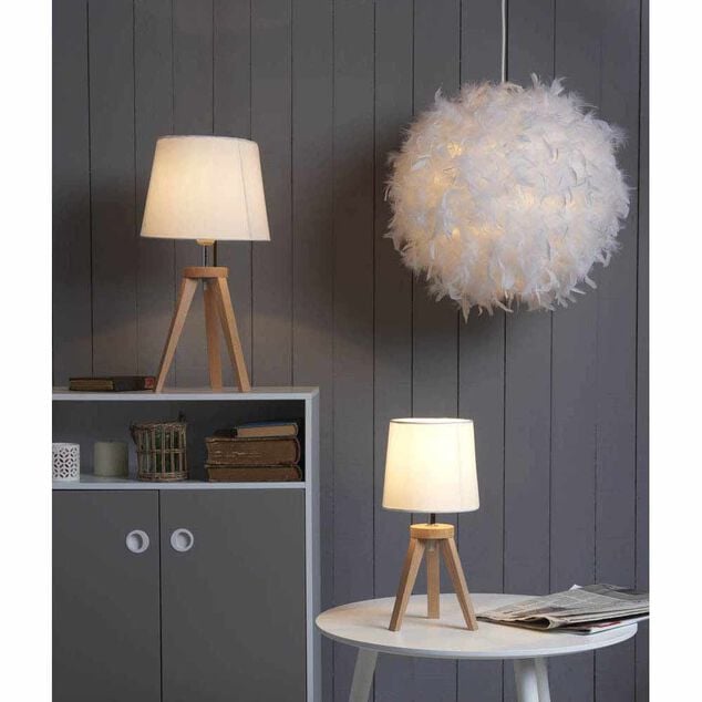 Lampe tr&eacute;pied &agrave; poser en bois