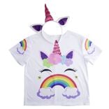 D&eacute;guisement enfant licorne avec t-shirt et serre-t&ecirc;te blanc (4/6ans ou 7/10)