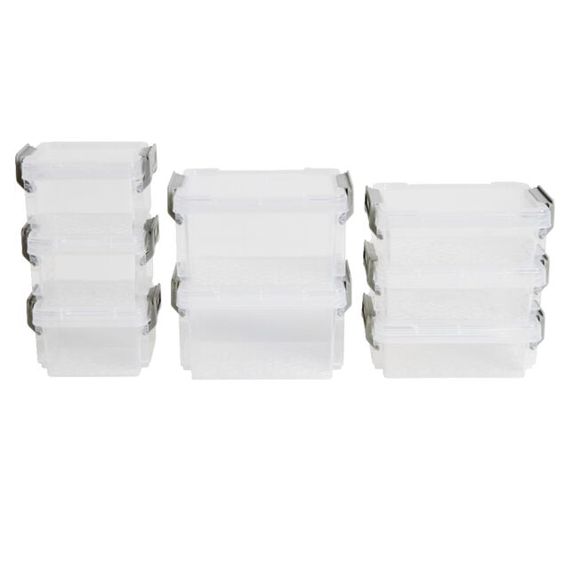 Lot de 8 bo&icirc;tes de rangement 3 tailles plastique transparent - 2 mod&egrave;les