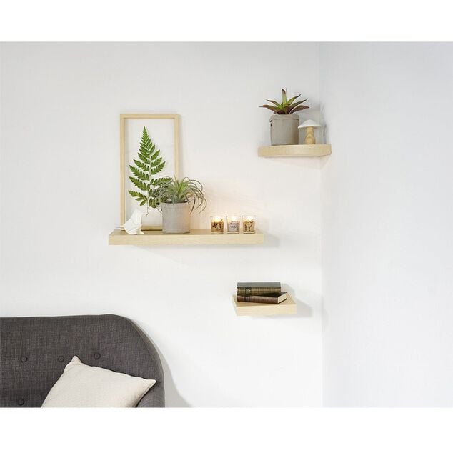 &Eacute;tag&egrave;re murale carr&eacute;e bois beige