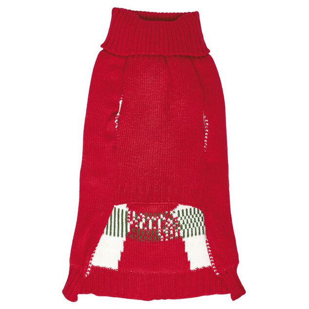 Pull de No&euml;l pour chien motif renne rouge blanc taille M