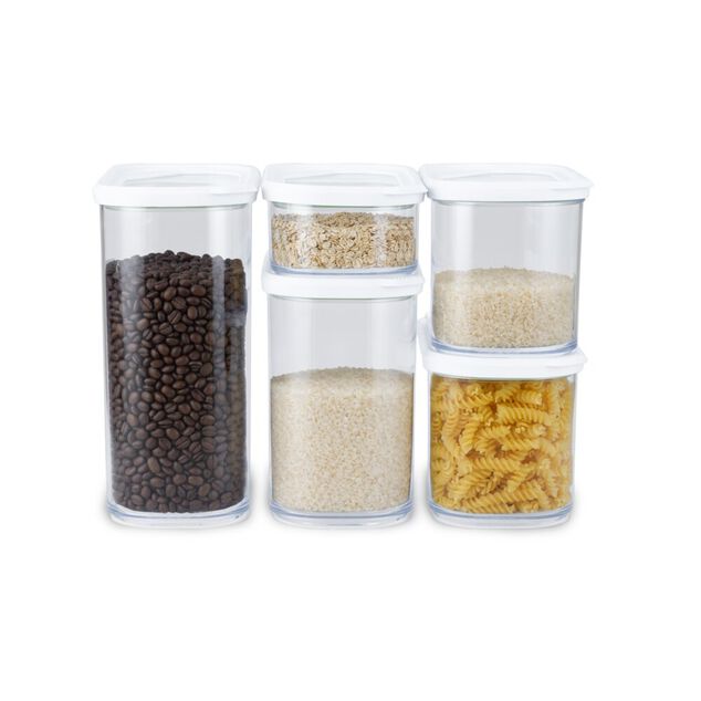 Bo&icirc;te de conservation x5 transparente avec couvercle blanc 0,4 &agrave; 2L