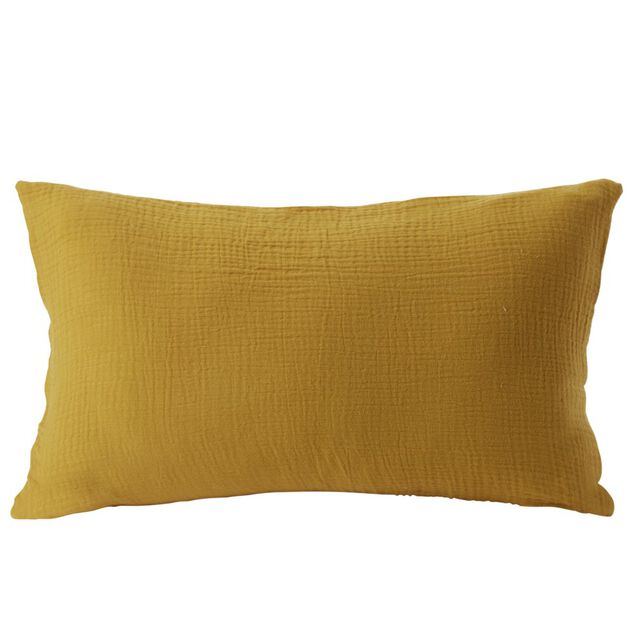 Housse de coussin 30x50cm gaze de coton jaune