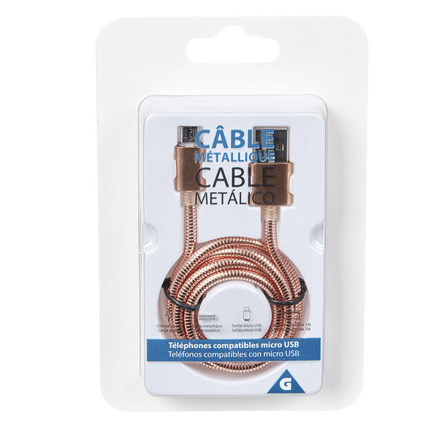 Câble USB vers micro USB métal Rose charge rapide