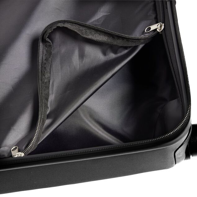 Valise trolley 31L rigide cabine 4 roues plastique noir 35x21,5xH52cm