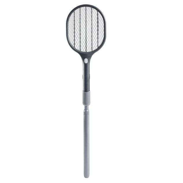 Raquette &eacute;lectrique anti insectes volants manche t&eacute;lescopique LED UV L45cm